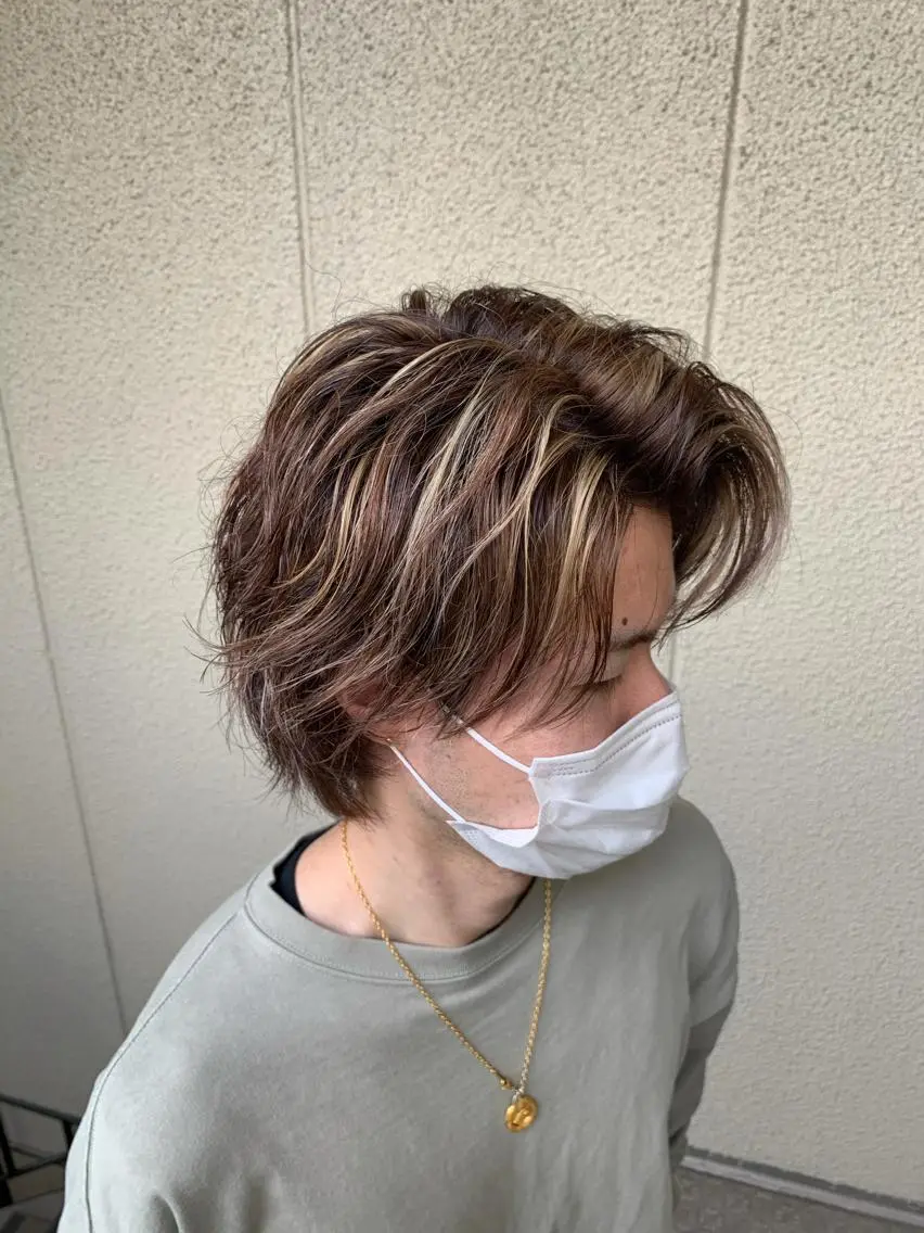 ショート カラー メンズ メンズハイライト ハイライトカラー ハイライト 浦野 剛志のヘアスタイル