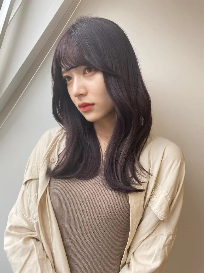 ロング 韓国風ヘア カット ヘアカラー トリートメント 🌼渋谷韓国レイヤー 桑尾幸奈🌼のヘアスタイル