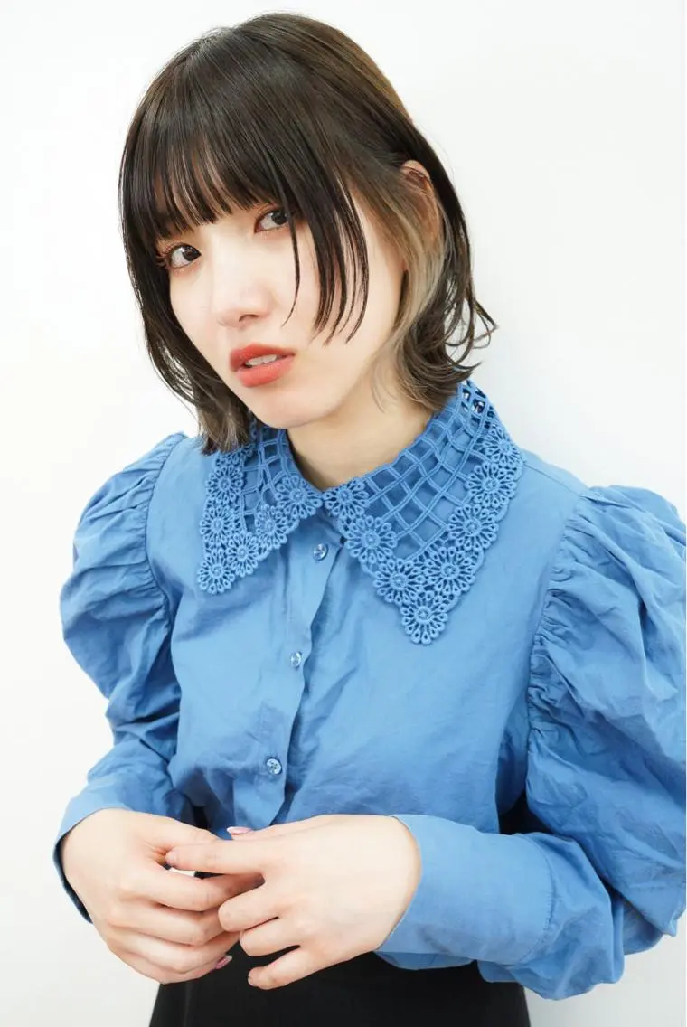 ミディアム カラー イヤリングカラー YURAGI🤍 SAEのヘアスタイル