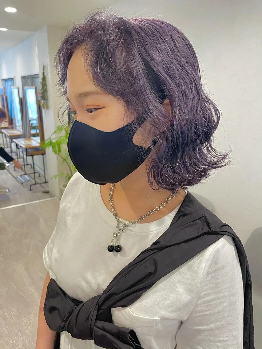 ミディアム カラー カット ヘアカラー トリートメント 安藤 佑衣のヘアスタイル