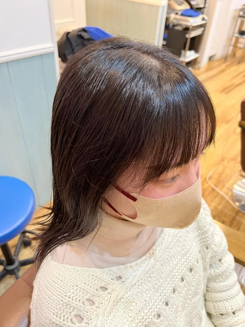 セミロング カラー 黒髪 ブラウンカラー 🐰ハイトーンカラー 畠山 渡🐰のヘアスタイル