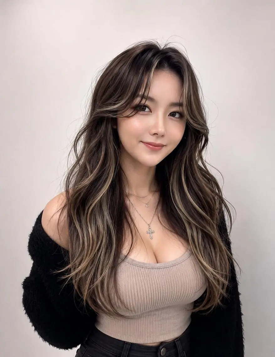 カラー ロング カラー ×シールエクステのヘアスタイル