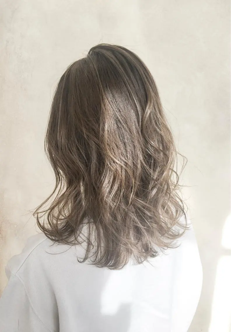 ミディアム カラー ベージュカラー 透明感カラー ハイライトカラー ラテベージュ オレンジ 中田 敏明のヘアスタイル