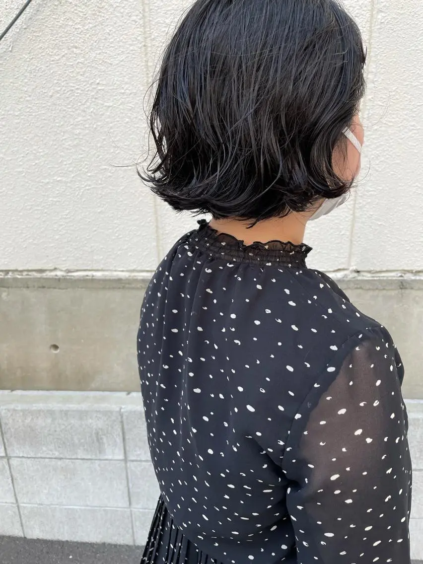 ミディアム ミディアムパーマ カット パーマ トリートメント ayane⭐️ボブ・ ショート・パーマのヘアスタイル