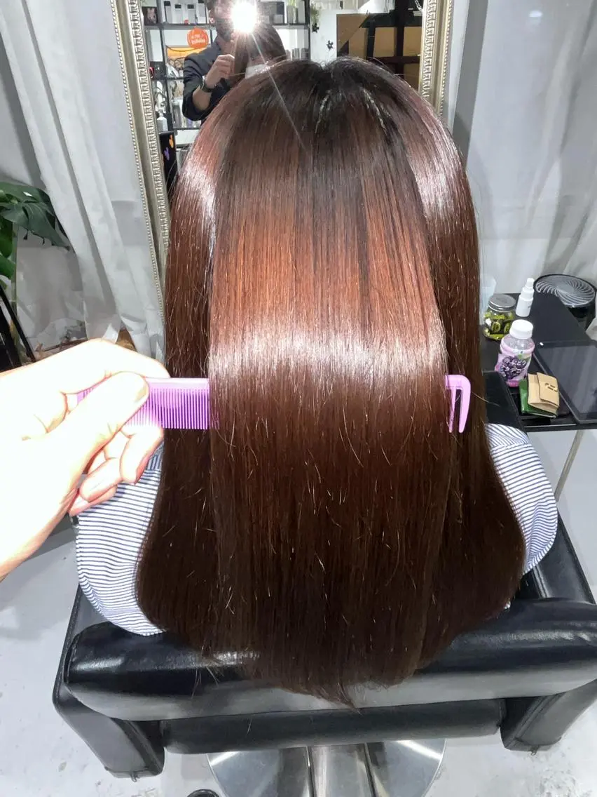ロング 髪質改善 酸性ストレート ✨️極艶髪質改善✖️ クロスパーマ✨のヘアスタイル