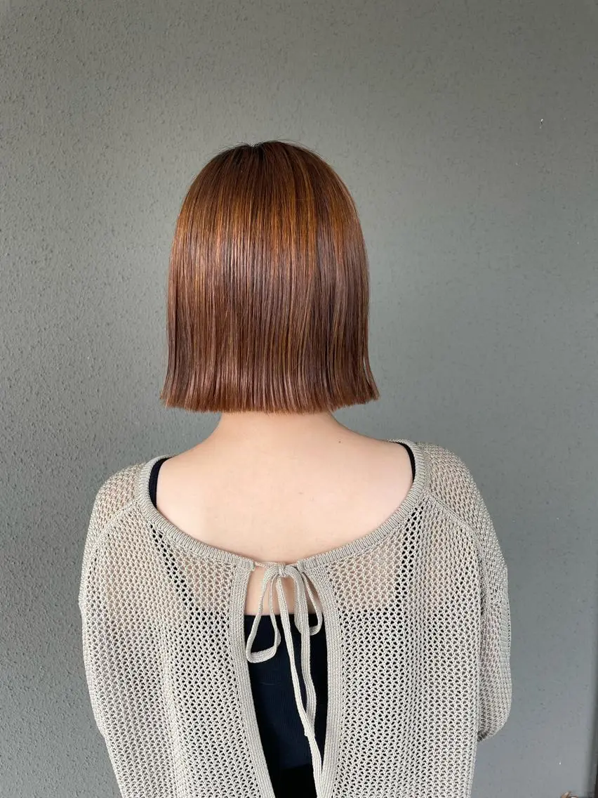ミディアム ボブ 縮毛矯正 カット トリートメント 山本 愛永のヘアスタイル
