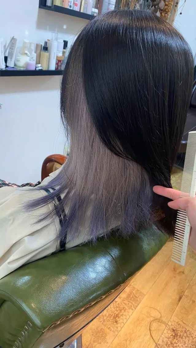 ミディアム カラー カット ヘアカラー 縮毛矯正 RURI韓国ボブ 🇰🇷タッセルボブのヘアスタイル
