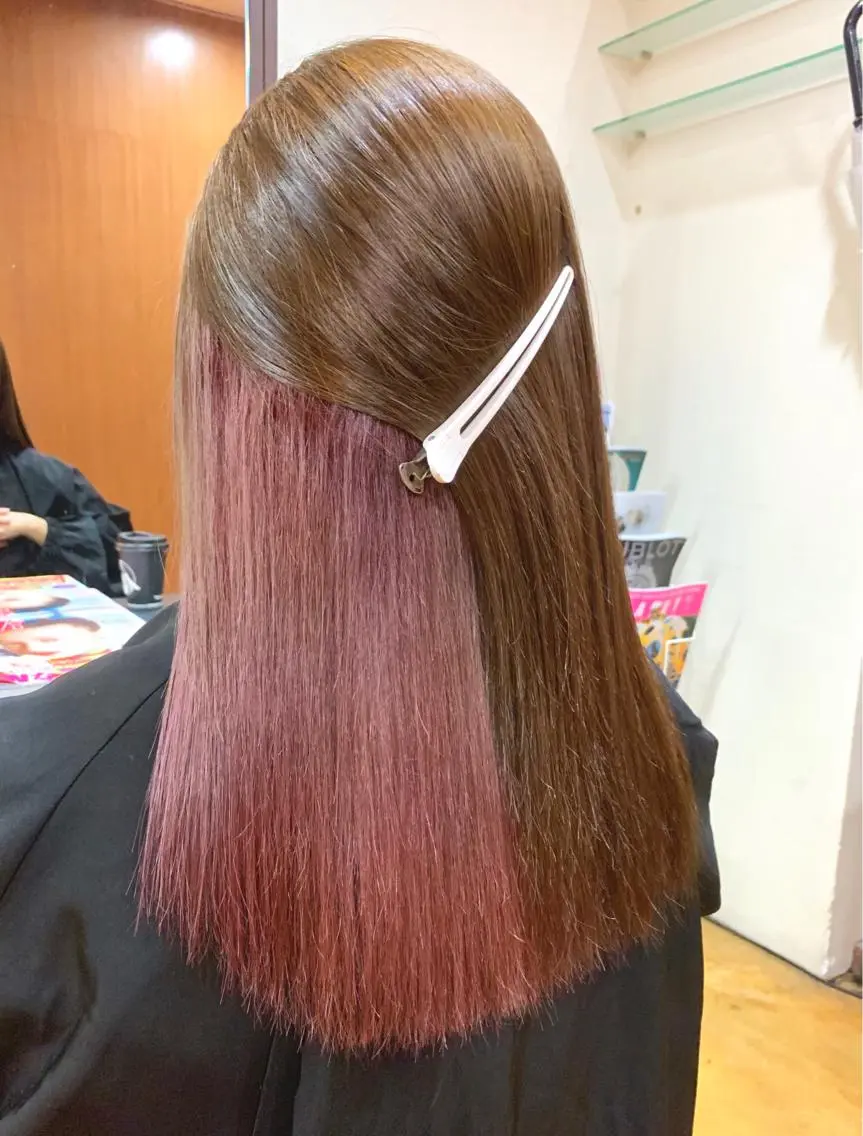 セミロング カラー ピンクカラー ヘアカラー 韓国レイヤーカット★ 小林大樹のヘアスタイル