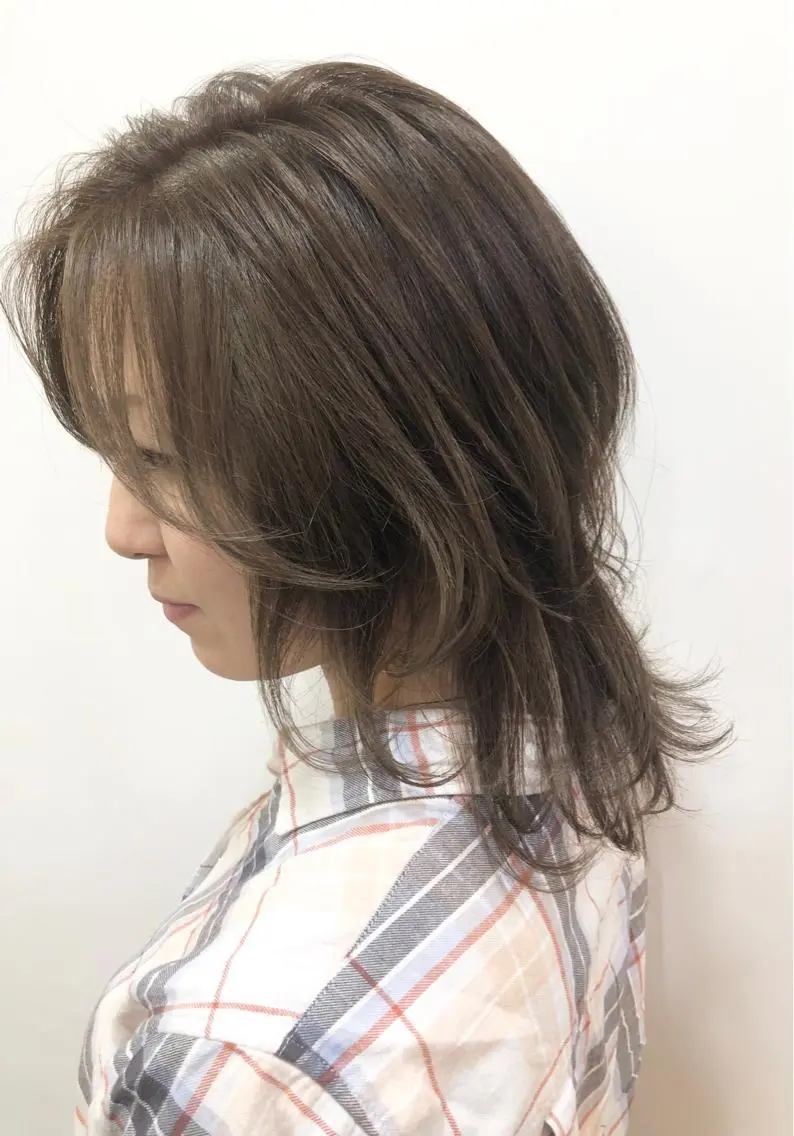 ミディアム カラー パーマ ヘアアレンジ アッシュ ウルフカット 高橋 隆一のヘアスタイル