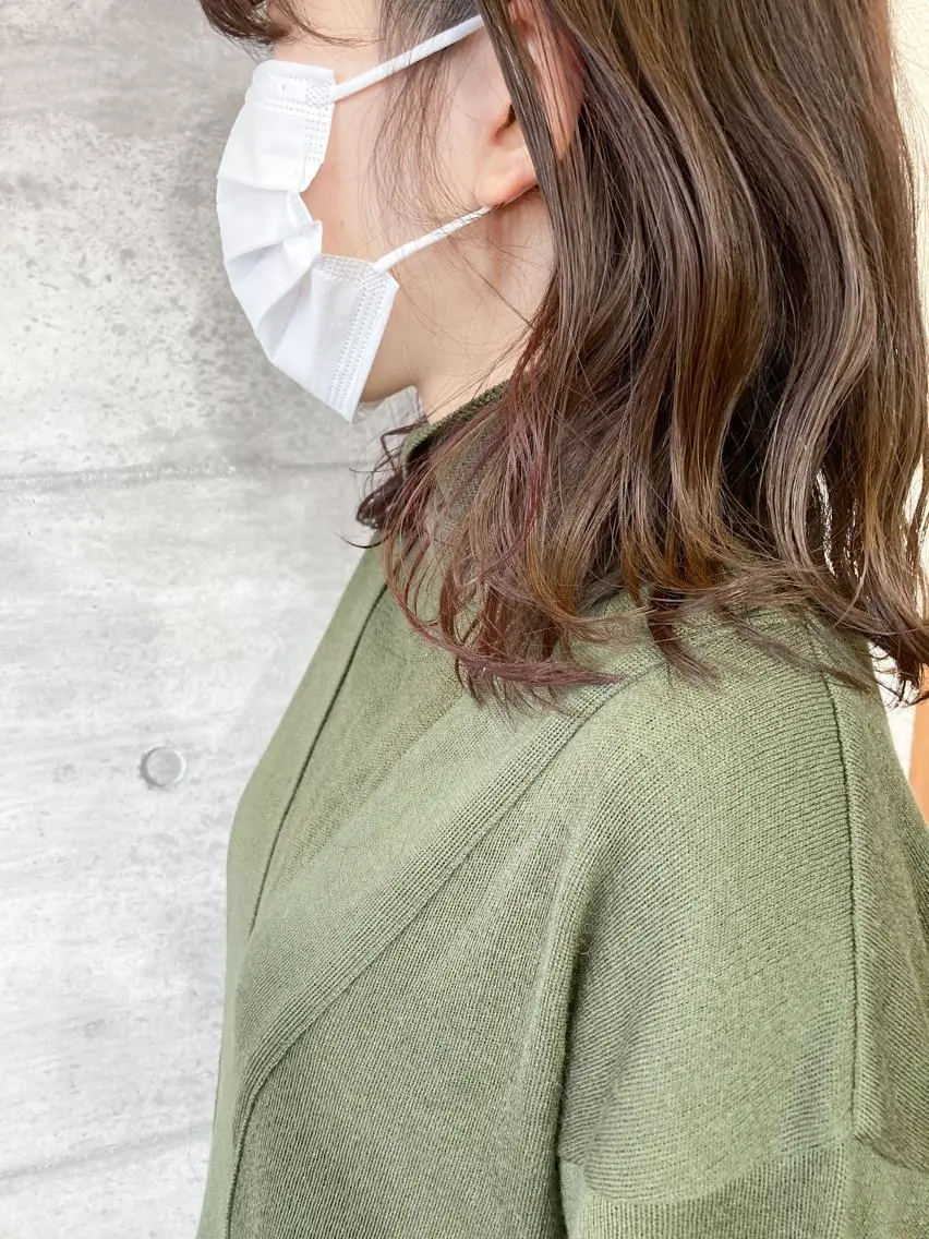 ミディアム カラー ブリーチ インナーカラー ブリーチなしカラー カット ヘアカラー 小木曽智美 /ボブ/ショートのヘアスタイル