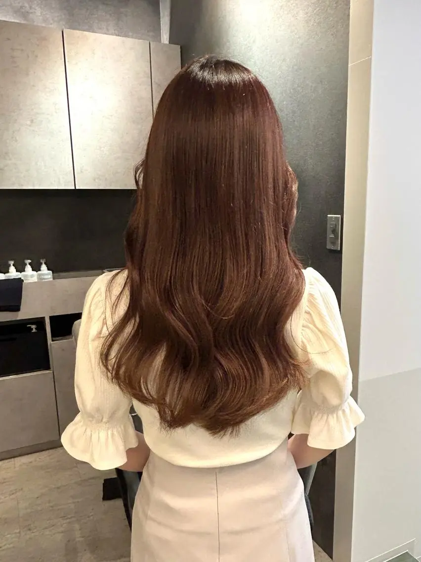 ロング カラー ベージュカラー 透明感カラー オリーブベージュ ピンクカラー ピンクベージュ カット ヘアカラー SAKINO ベージュカラーのヘアスタイル