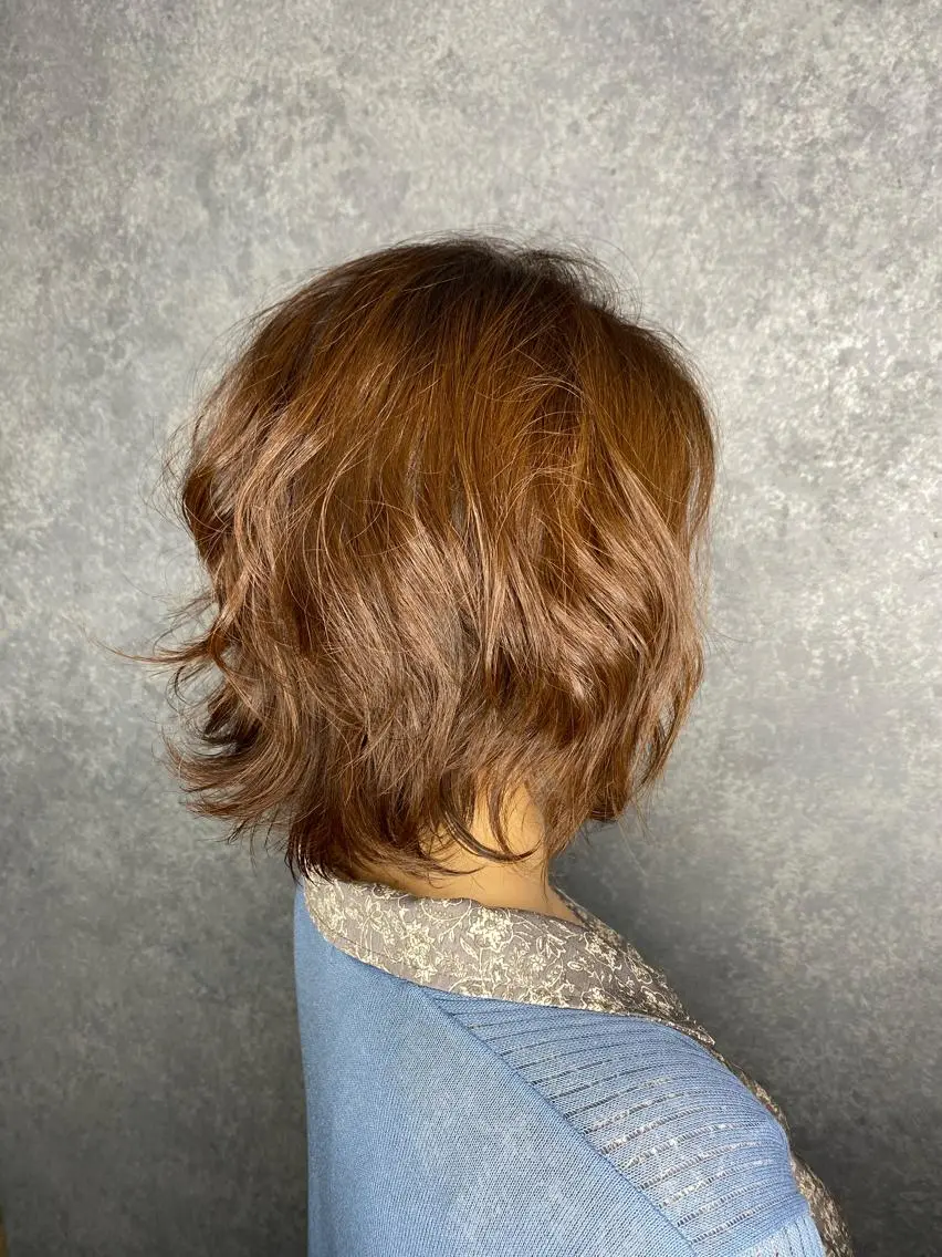 ショート カラー パーマ ブラウンカラー ピンクカラー ピンクブラウン AiRU hair RIRIKOのヘアスタイル
