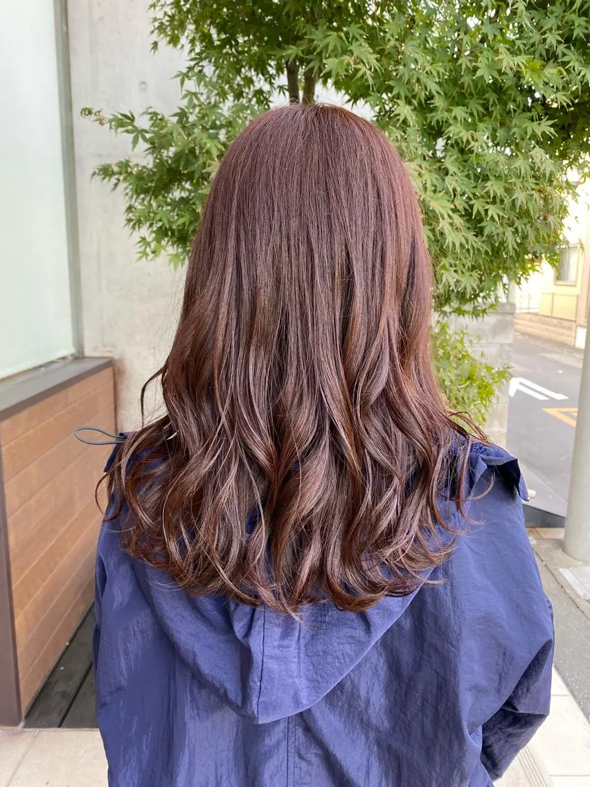 セミロング ピンクブラウン ヘアカラー トリートメント 鈴木 愛美☃のヘアスタイル
