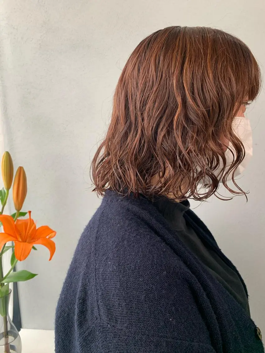 ミディアム パーマ ボブパーマコテ巻き風 パーマNo1深江秀平のヘアスタイル