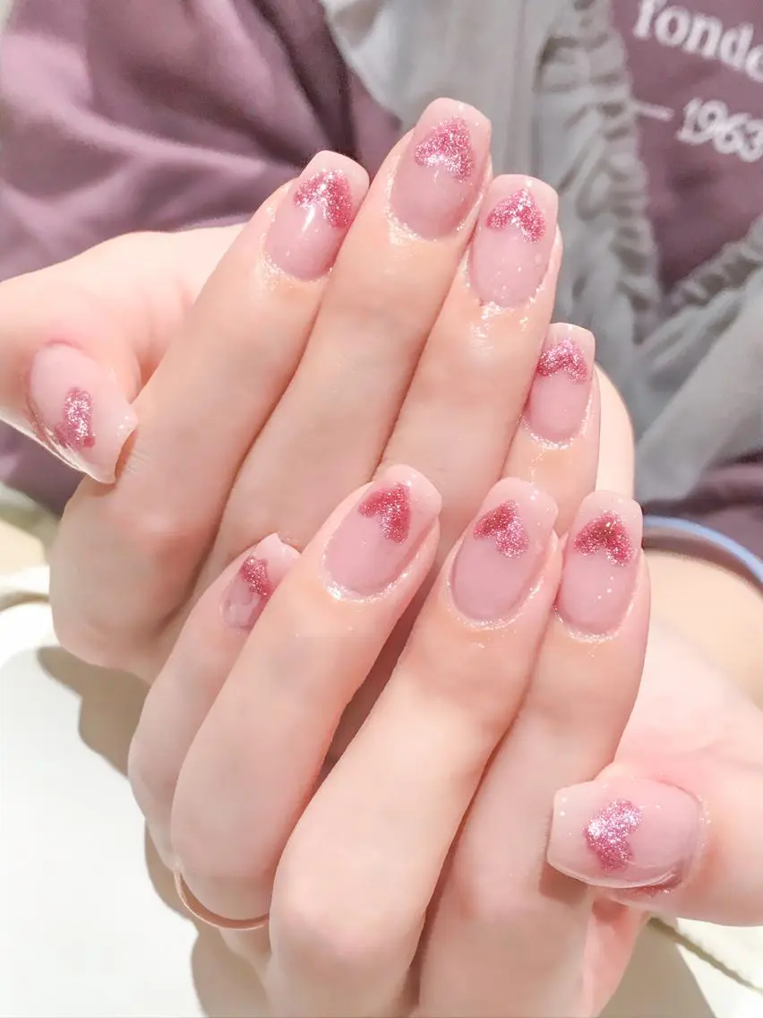 ネイル ジェルネイル ハート 氷ネイル・うるうるネイル 韓国ネイル マグネットネイル Nyanco Nailのネイルデザイン