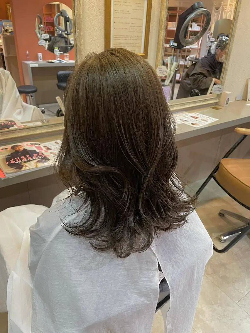 セミロング カラー ベージュカラー オリーブベージュ 沖縄/ヘアアレンジ /ナカノのヘアスタイル