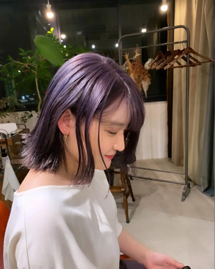 ミディアム カラー ブリーチ ケアブリーチ ラベンダーカラー ヘアカラー 似合わせカット ケアパーマ喜来雅由のヘアスタイル