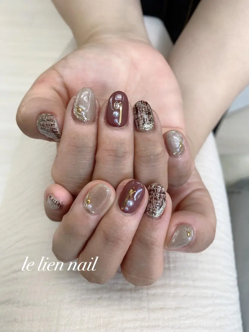 ネイル アートネイル マグネットネイル ニュアンスネイル ツイードネイル le lien nailのネイルデザイン
