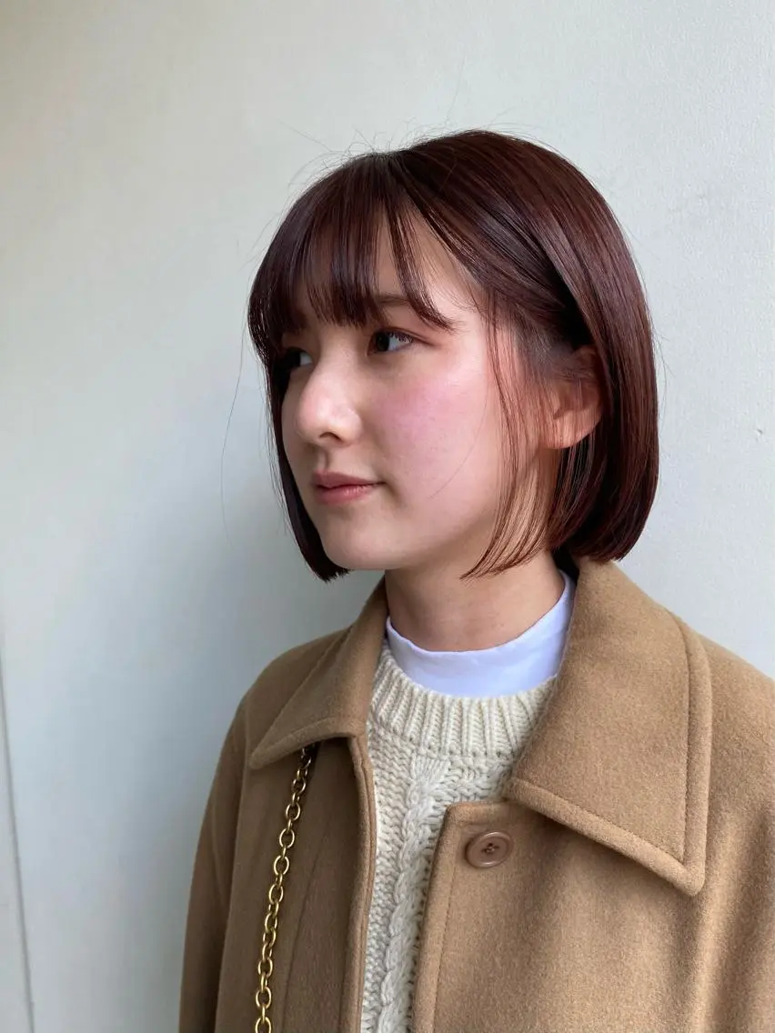 ミディアム ボブ タンバルモリ カット ヘアカラー 🍃YURI 🍃のヘアスタイル