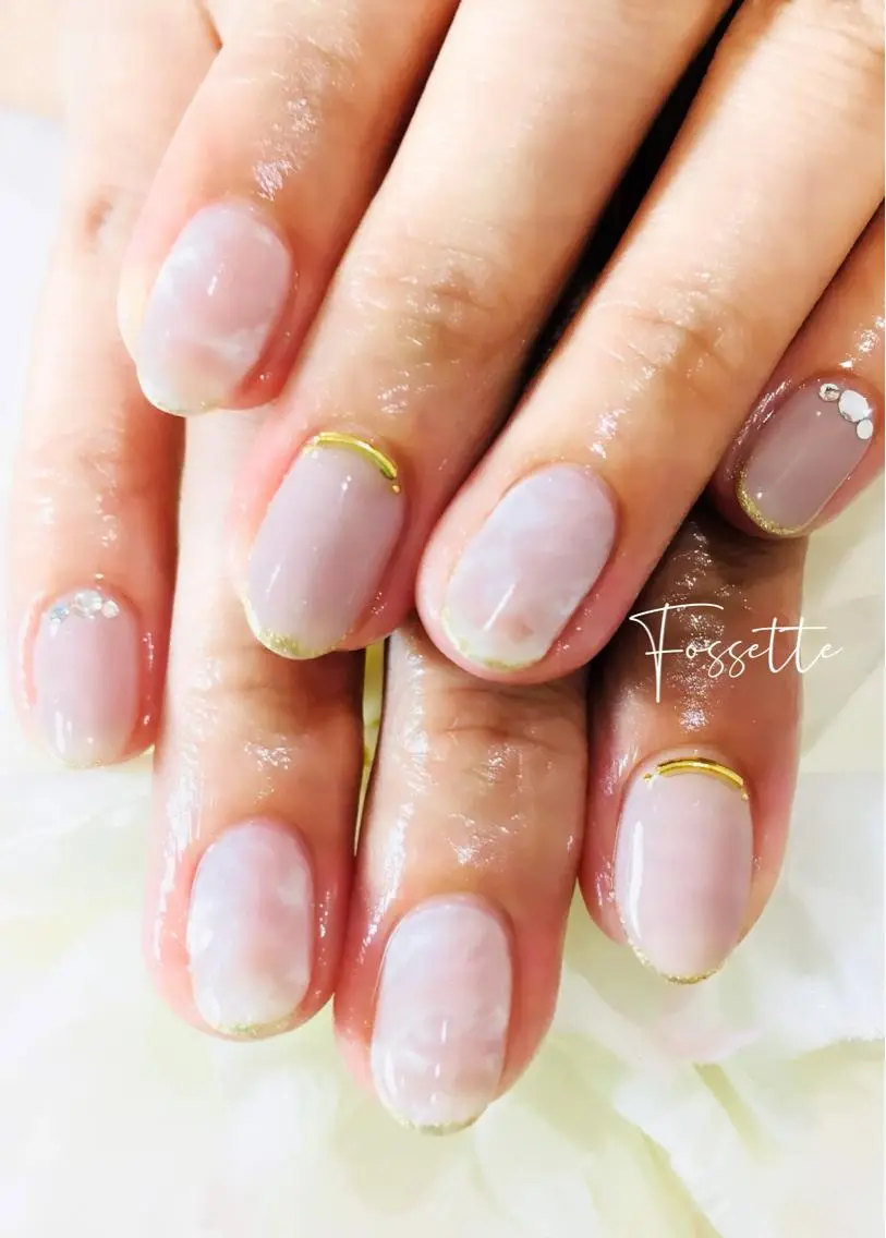 ネイル ラメ(グリッター) 大理石ネイル(マーブル) ニュアンスネイル オフィスネイル シンプルネイル ハンドネイル nailsalon Fossetteのネイルデザイン