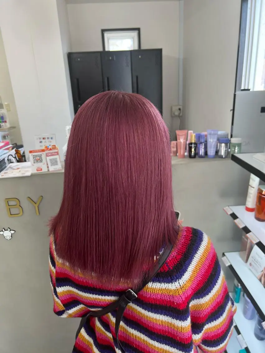ミディアム カラー ベージュカラー ピンクカラー C'LD Hair トモヤのヘアスタイル