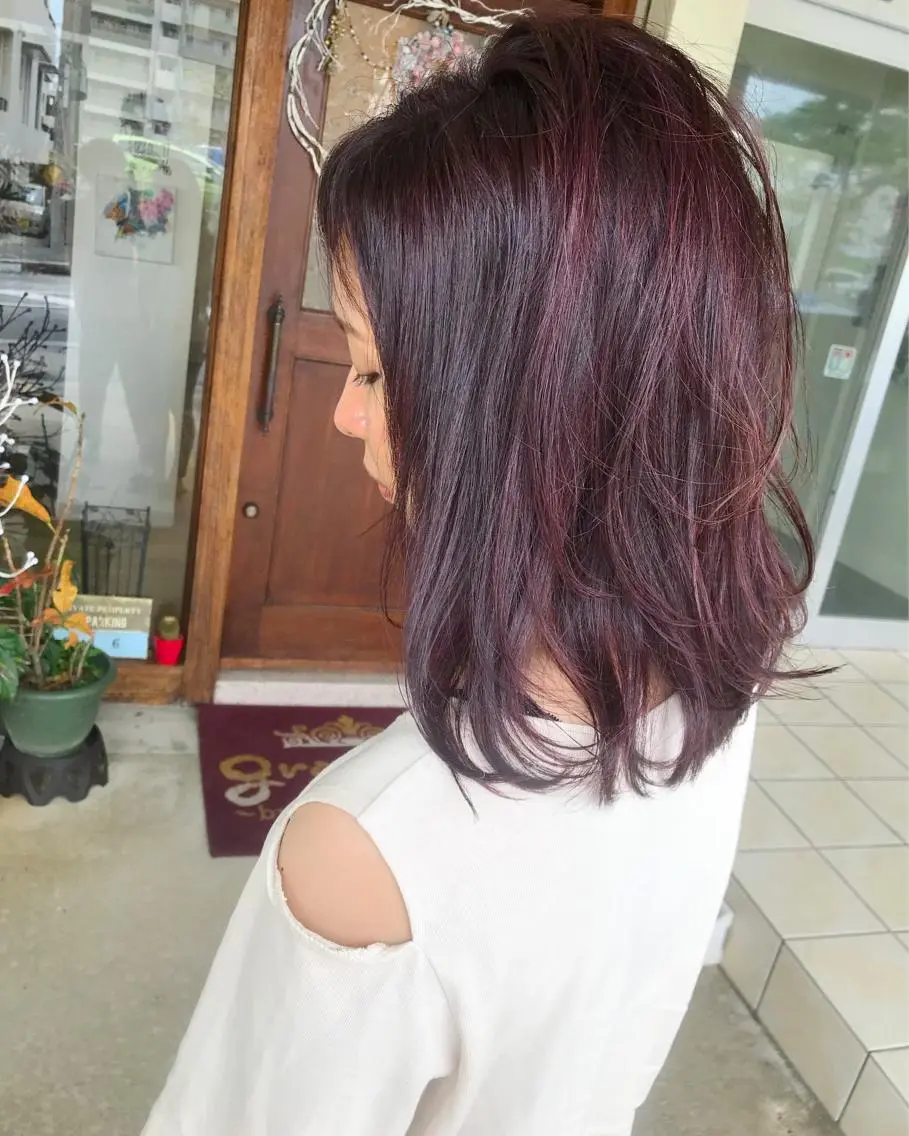 ミディアム カラー バレイヤージュ ピンクカラー レイヤーカット カット ヘアカラー トリートメント grand juteのヘアスタイル