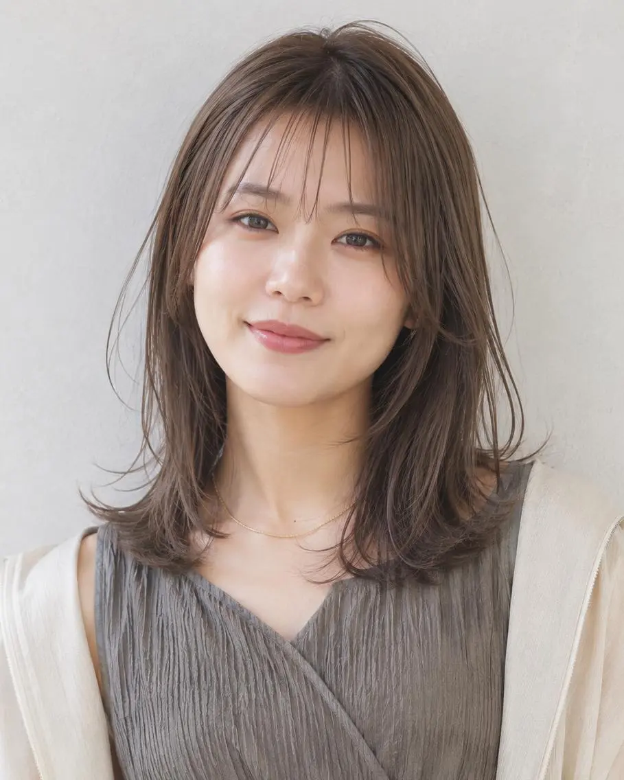 セミロング 女性カット&カラー モデル⭐️大坂望心のヘアスタイル
