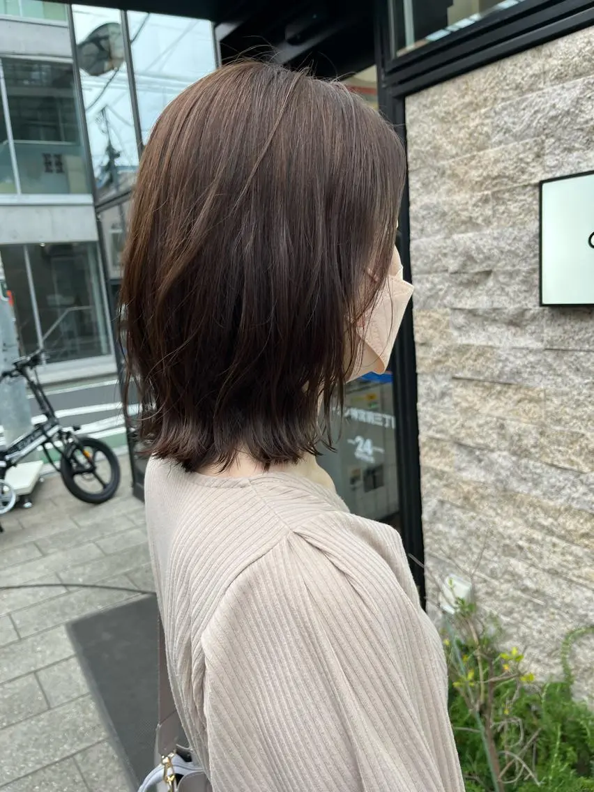 ミディアム カラー ベージュカラー くびれヘア カット ヘアカラー トリートメント ✨透明感カラー✨ 🦖佐々木未来🦕のヘアスタイル