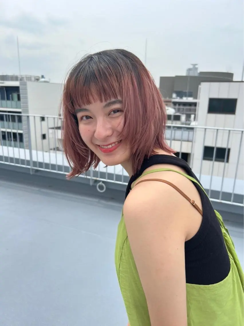 ミディアム カラー パーマ ヘアアレンジ メンズ キッズ ネイル マツエク・マツパ アイブロウ ベージュカラー ピンクカラー ピンクベージュ カラーマツエク ピンク tatsumi/ボブ ウルフ/レイヤーのヘアスタイル