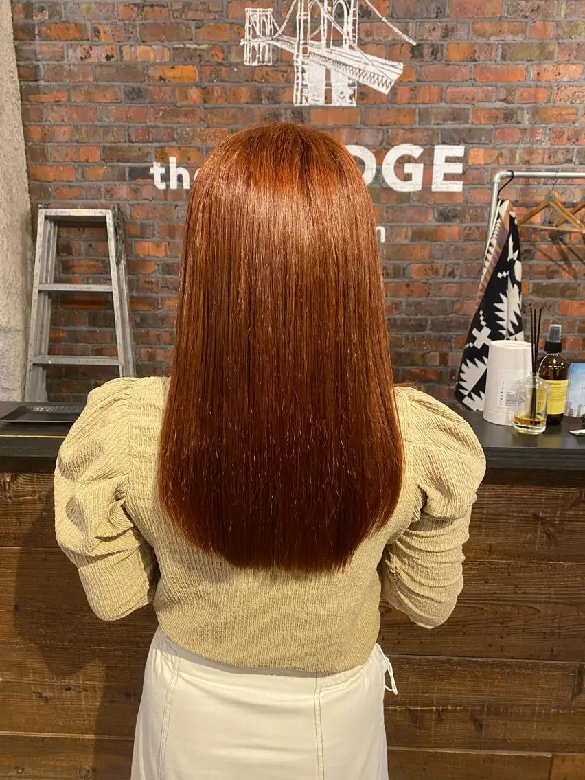 ロング カラー オレンジ the BRIDGE 加藤みのりのヘアスタイル