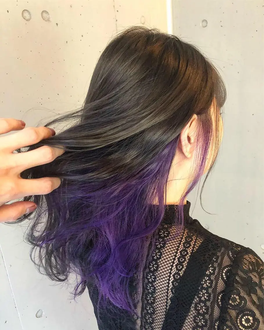 セミロング カラー パーマ ヘアアレンジ メンズ キッズ ネイル マツエク・マツパ パープルカラー パープル 新宿/髪質改善/ 美髪矯正✨浅江通友のヘアスタイル