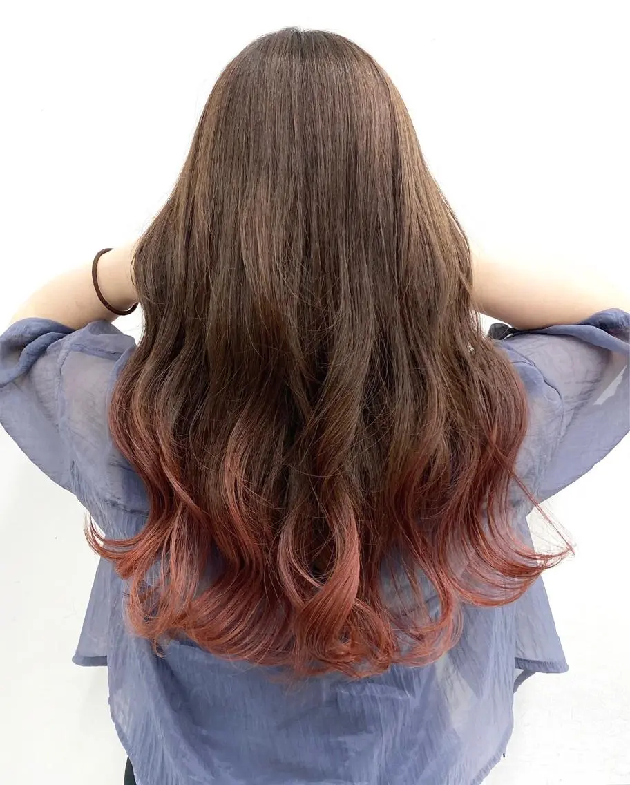 セミロング カラー パーマ ヘアアレンジ 【公式】amble luxe池袋東口🩷のヘアスタイル