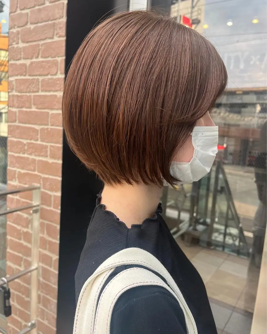 ショート カラー パーマ ヘアアレンジ メンズ キッズ ネイル マツエク・マツパ アイブロウ メンズパーマ ブラウンカラー ケアカラー 透明感カラー ピンクカラー 久木原 ゆりのヘアスタイル