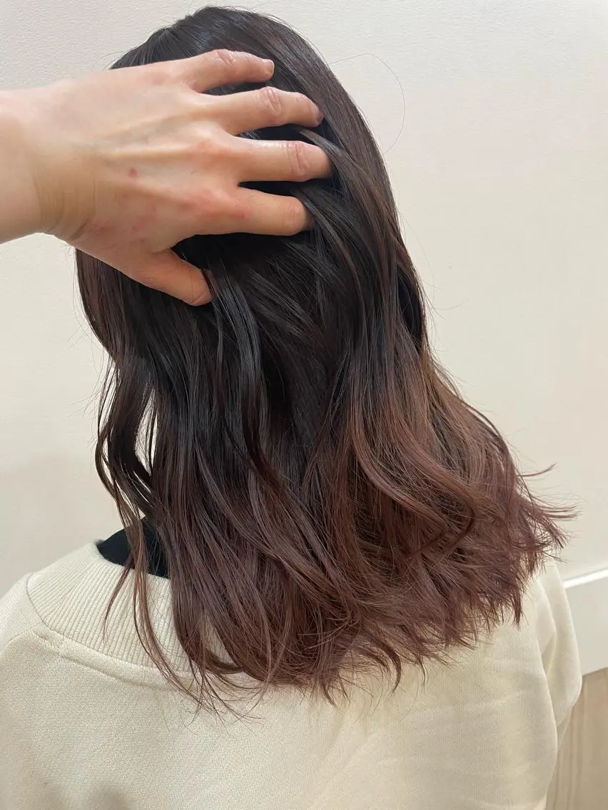 セミロング カラー ヘアアレンジ ヘアカラー トリートメント リリー /Men's/パーマのヘアスタイル