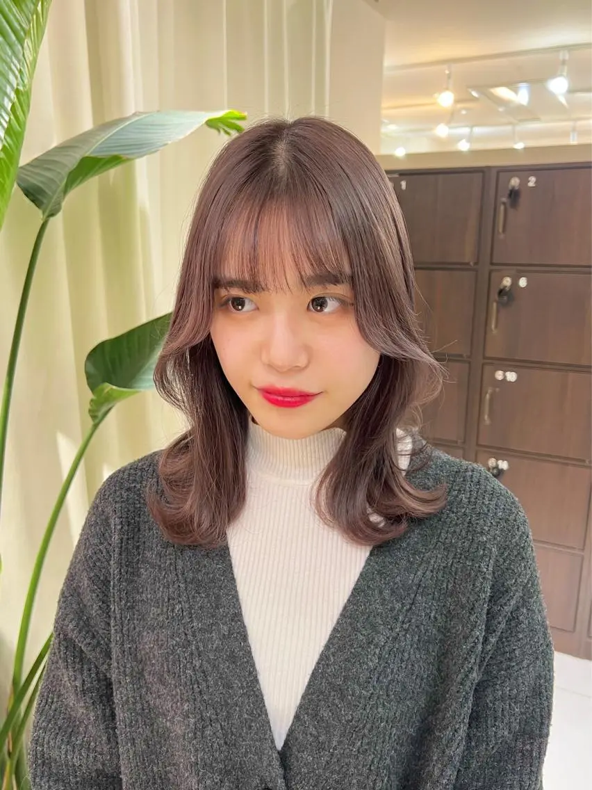 ミディアム カラー グレージュ ラベンダーカラー ラベンダーグレージュ ラベンダーグレー 【韓国風くびれヘア】 joule小木曽輝のヘアスタイル