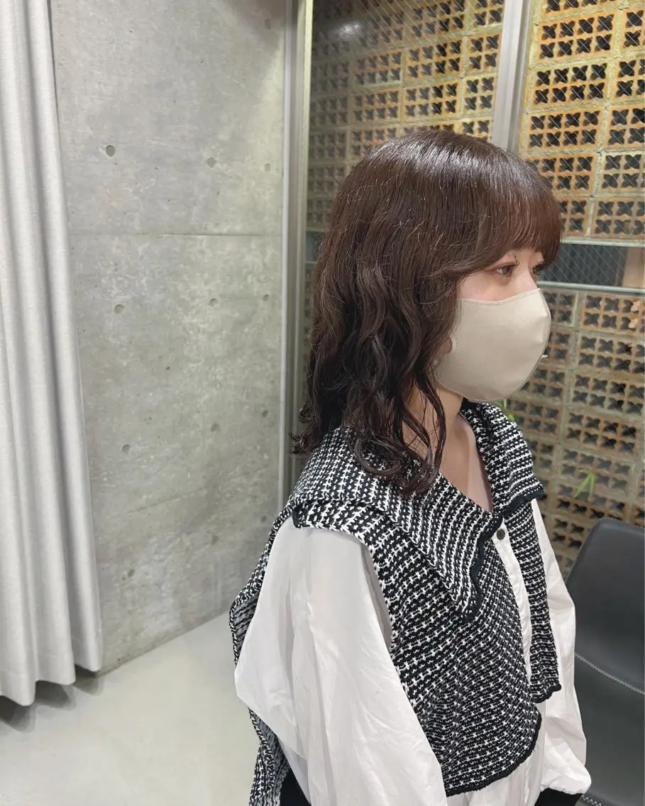 ミディアム パーマ カット パーマ トリートメント ボブパーマコテ巻き風 パーマNo1深江秀平のヘアスタイル