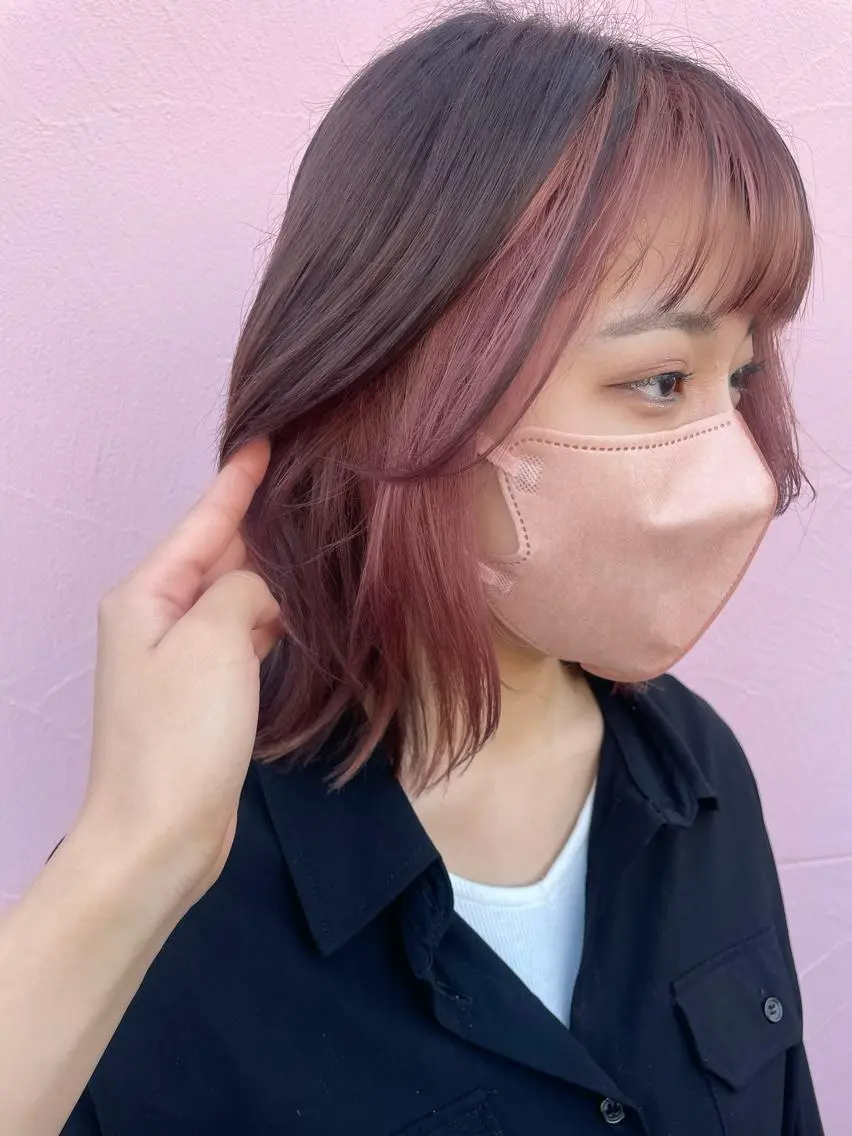ショート カラー ピンクカラー ヘアカラー ブリーチ/韓国 ひなたのヘアスタイル
