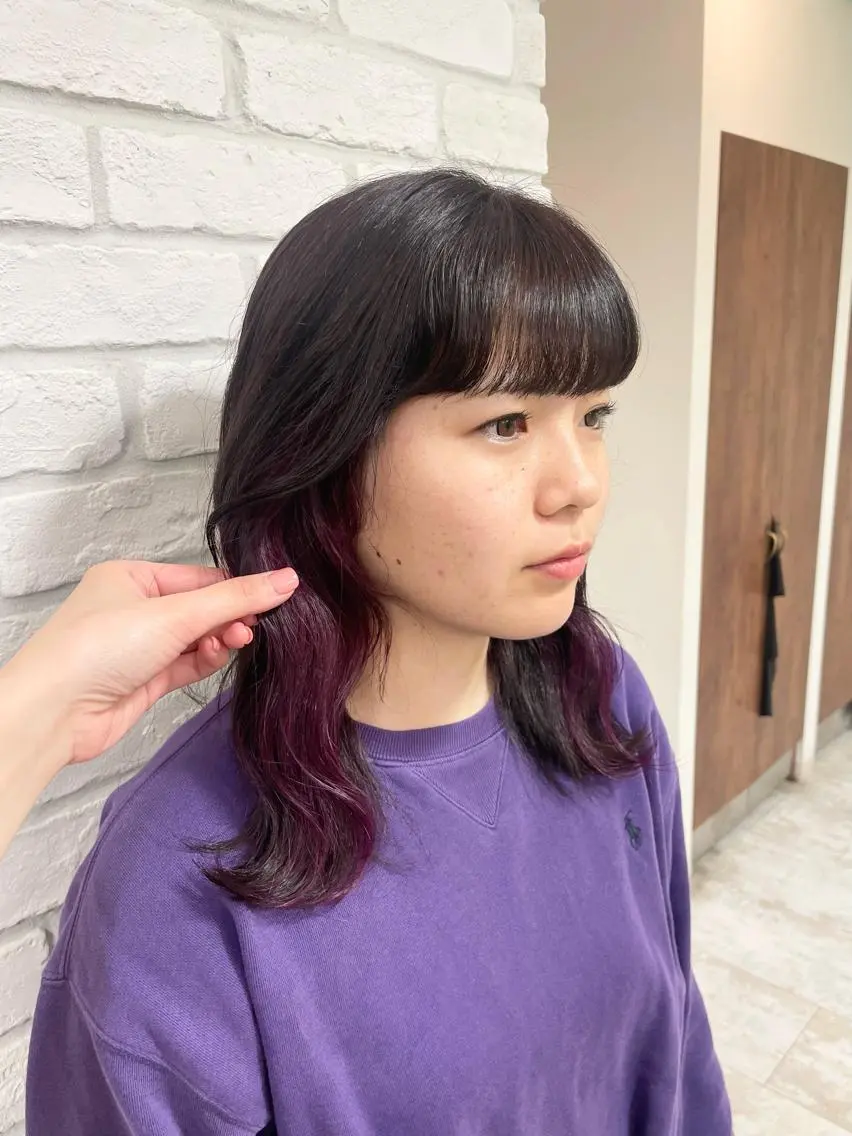 セミロング カラー ヘアアレンジ パープルカラー ダブルカラー/ レイヤー🍒齋藤 澪のヘアスタイル