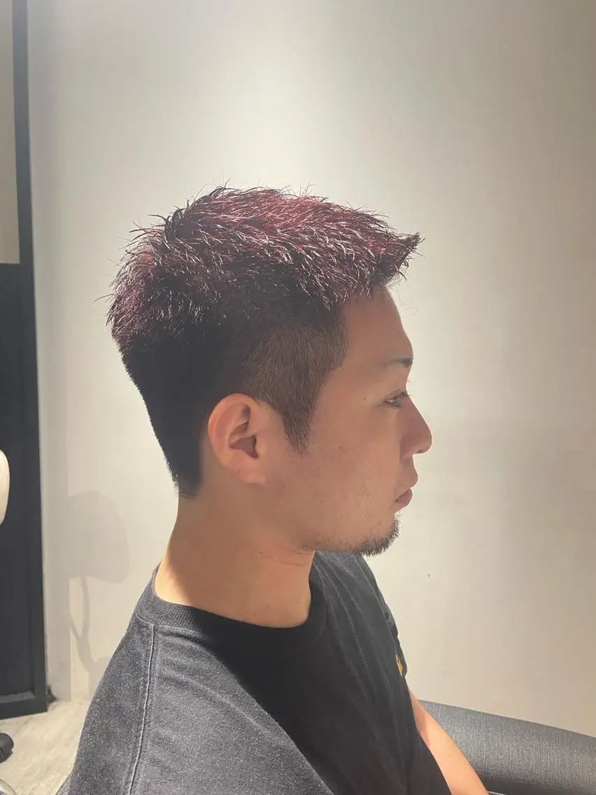 ショート カラー メンズ センターパート ダウンパーマ カルマパーマ メンズ韓国風 韓国マッシュ カット ヘアカラー トリートメント key キーのヘアスタイル