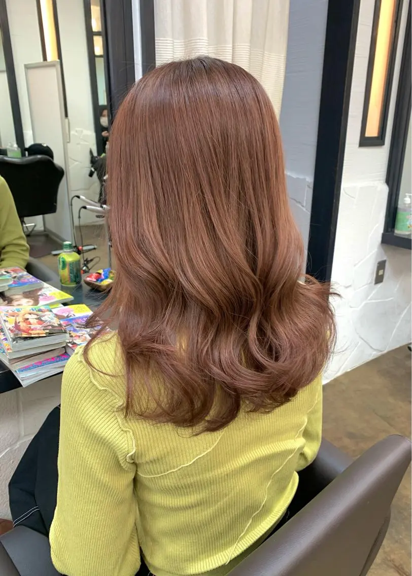 セミロング カラー ベージュカラー ピンクカラー ピンクベージュ 矢野 晃平のヘアスタイル