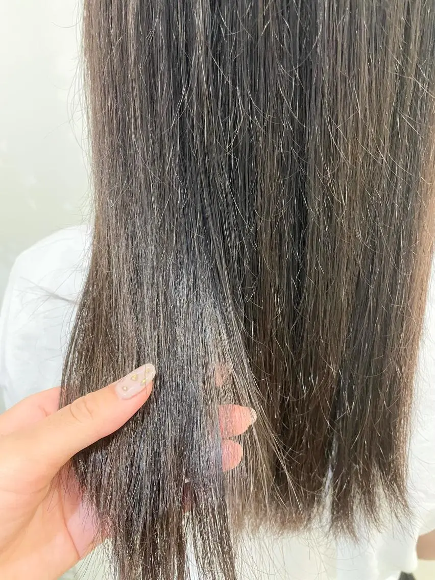 ロング 縮毛矯正 髪質改善カラー🤍 エクステ✨君島由実子のヘアスタイル