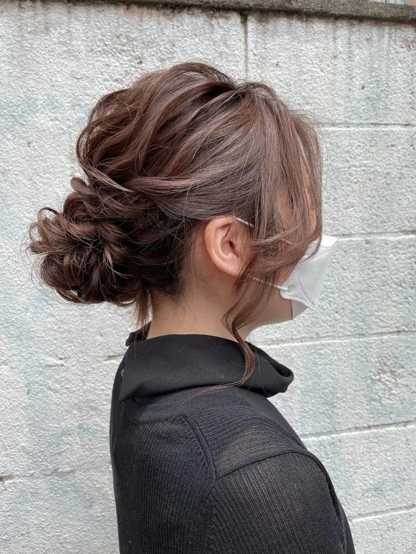 セミロング ヘアアレンジ ヘアセット ヘアアレンジ にいた かづしげのヘアスタイル