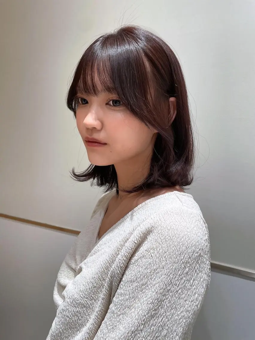 ミディアム カラー 🤎小顔レイヤー /ベージュ🤎友香のヘアスタイル