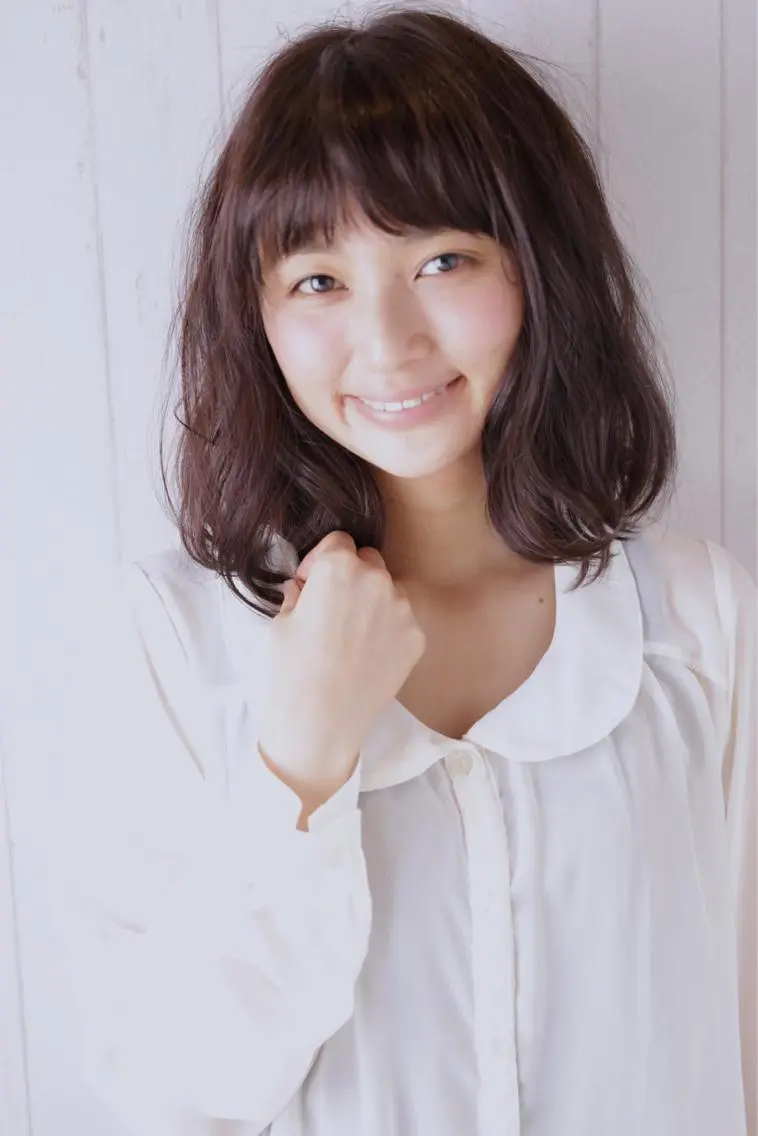 ミディアム カラー パーマ ボブ 沖 宜志のヘアスタイル