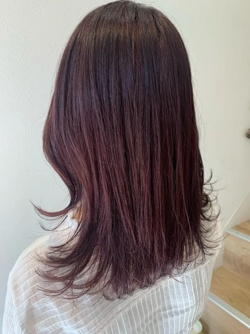 ミディアム カラー ブラウンカラー レッドカラー レッドブラウン hubhair レイヤー/透明感のヘアスタイル