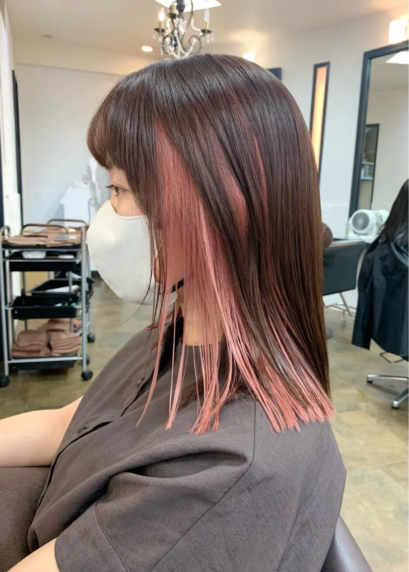 ミディアム カラー ピンクカラー ヘアカラー トリートメント 矢野 晃平のヘアスタイル
