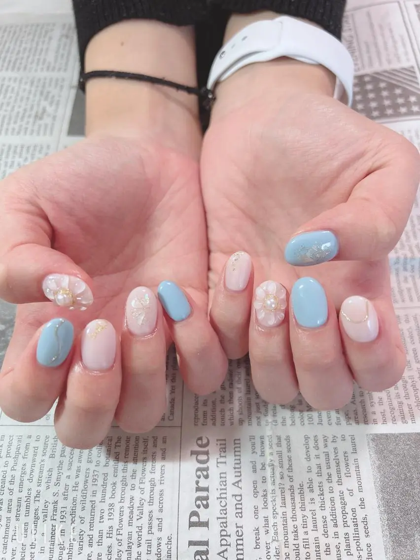 ネイル フラワーネイル ぷっくりネイル ハンドネイル ハンドケア 森山 舞のネイルデザイン