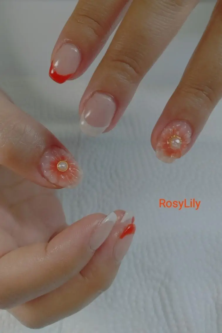 ネイル フレンチネイル 持ち込み ハンドネイル ハンドケア プライベートサロン Rosy Lilyのネイルデザイン