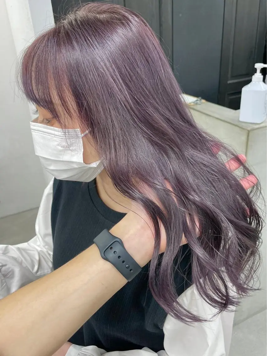 ロング カラー ブリーチ ダブルカラー ラベンダーカラー ブリーチなしカラー 🧸艶々韓国ヘア 🧁mizunaのヘアスタイル