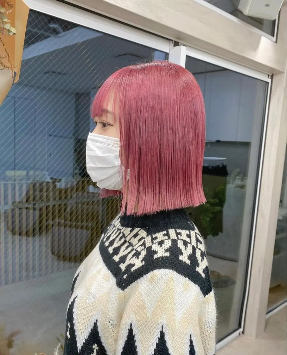 ミディアム カラー ピンクカラー ホワイトピンク ヘアカラー トリートメント 🌱ブリーチ・透明感 カラー/mapi🦭のヘアスタイル